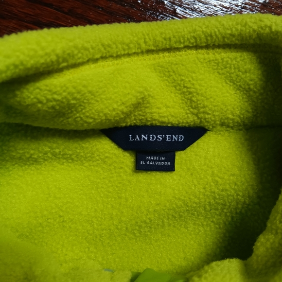 Lands End PLUS lime green fleece Zip up Sweater - Picture 4 of 8